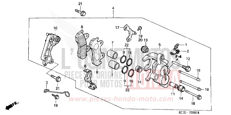 VORDERRAD-BREMSSATTEL von CB1300 Super Bold'or ABS LUMINOUS RED (R123) von 1982